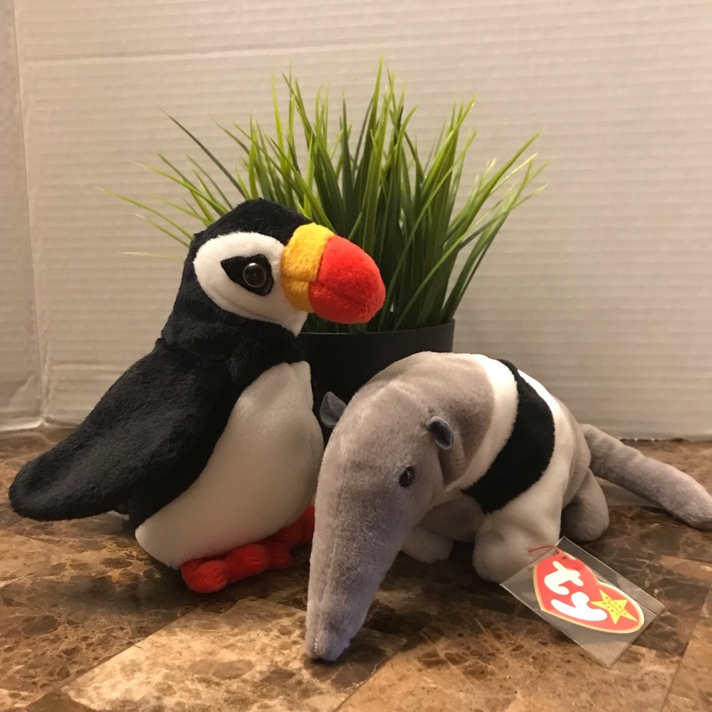 Retired TY Beanie Baby "Ants" and “Puffer”
